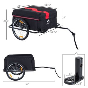 "<b>Bike</b> Cargo <b>Trailer</b> with Removable Cover Versatile Red Wagon <b>for</b> Two Wheel <b>Bikes</b>" - Product Image 3