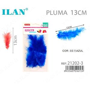 ขนนกสีน้ำเงิน ILAN Pluma ขนาด 13 ซม. สำหรับงานฝีมือและของตกแต่ง - Product Image 1