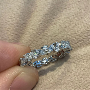 Elegant 925 Sterling Silver Moissanite Eternity <b>Ring</b> Luxury <b>Iced</b> Out Flower Design Full Eternity Band for Women - Product Image 1