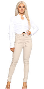 Jeans de Pierna Recta para Mujer, Cintura Alta, Ajustados, Casuales, Transpirables, 100% Algodón, Alta Calidad, Venta al Por Mayor, OEM - Product Image 3