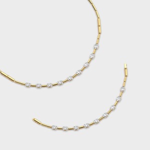 Collar de Oro Sólido de 18K con Diamantes Cultivados en Laboratorio y Eslabones en Forma de Barra |   Cadena de Eslabones de Lujo con Racimos de Diamantes |   Elegante y Delicado Conjunto de Fiesta con Estrellas - Product Image 5