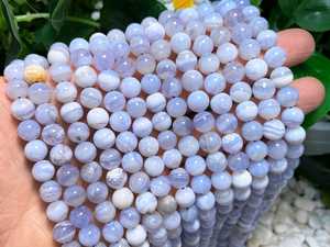 Perles rondes lisses en agate bleue naturelle AA, 3 mm, 4 mm, 6 mm, 8 mm, 10 mm, 12 mm, pierres précieuses en vrac pour la fabrication de bijoux - Product Image 3