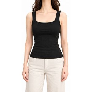 Custom Sleeveless Soft Cotton <b>Tank</b> <b>Top</b> <b>Black</b> Scoop Neck Spandex Ribbed Stretchy Breathable Casual Smooth Layer <b>Tank</b> <b>Tops</b> - Product Image 2