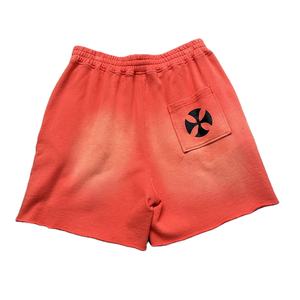 Short de jogging en coton de haute qualité pour hommes Vintage en détresse lavé à l'acide teint au soleil short de sueur délavé High Street pour l'été - Product Image 2