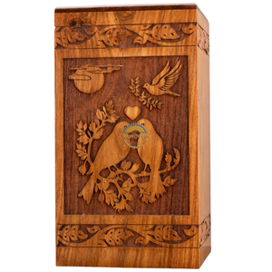 Urne funéraire en bois de rose sculptée à la main AYAANS, très vendue, pour cendres d'adultes, urnes funéraires en gros (6X6X11)IN - Product Image 2