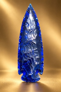 Vente en gros de pointes de flèche en obsidienne bleue, pierres précieuses faites à la main, objets de collection - Product Image 2