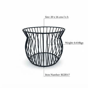 Petit panier à fruits en fil métallique noir moderne, décoratif, pour comptoir de cuisine, bol à fruits pour la maison, organisateur de rangement pour table à manger - Product Image 4