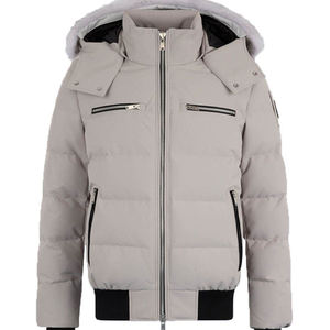Chaqueta Acolchada Beige para Mujer con Capucha con Ribete de Piel, Cierre de Cremallera, Manga Larga, Abrigo Grueso de Invierno, Color Sólido, Relleno de Poliéster - Product Image 4