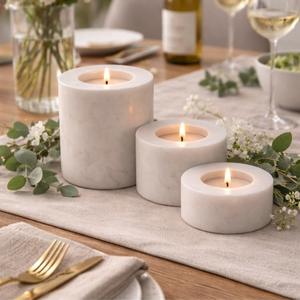 Support de bougie en pierre de travertin de luxe, bol rond, récipient décoratif pour bougie, centre de table pour salon et salle à manger, qualité supérieure - Product Image 4