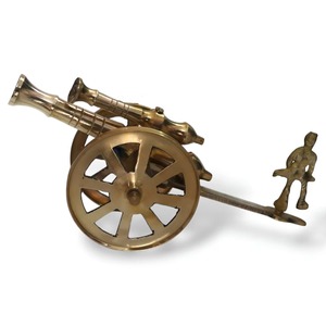 Sculpture de canon en laiton faite à la main avec figurine, décoration de table, œuvre d'art de style traditionnel, ornement pour salon - Product Image 4