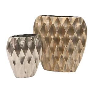 Jarrones grandes de pie para suelo, plateados y dorados, floreros decorativos de último diseño, artesanías metálicas para decoración del hogar y suministros para eventos. - Product Image 1