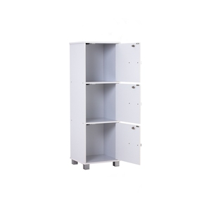 Modern <b>Laminated</b> Board Storage Box White Finish Three Tier Multi-Purpose Lockable Organizer Cabinet with Separate Key Locks - Product Image 2