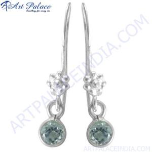 Boucles d'oreilles en argent avec pierres précieuses indiennes - Product Image 3