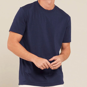T-shirt à manches courtes pour homme, col rond, 100% coton, coupe classique, couleur unie, impression personnalisée, logo sur le devant, respirant, séchage rapide, décontracté - Product Image 4
