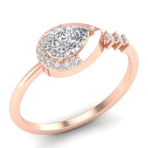 Bagues de fiançailles REYES personnalisées classiques en or rose 14K 18K avec halo de moissanite, bijoux fins de haute qualité pour mariage et anniversaire - Product Image 2