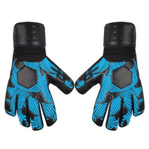 Football Goalkeeper Gloves <b>Full</b> Finger Non <b>Slip</b> Breathable PU Unisex Hook And Loop Closure Blue Black Sublimation Print - Product Image 6