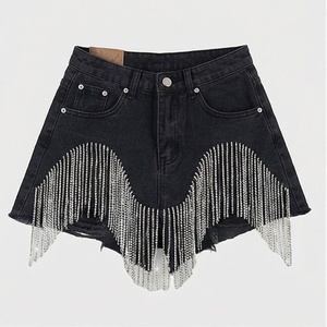 Shorts en jean déchirés taille basse pour femme, grande taille, décontractés, couleur personnalisée, coupe ajustée - Product Image 1