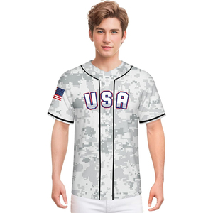 Jersey de Béisbol con Estampado Digital de Camuflaje, Unisex, con Apliques de EUA, Ropa Deportiva, Superventas - Product Image 3