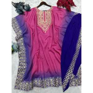 Magnifique kaftan et dhoti XL avec broderie et impression numérique - Product Image 5