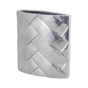 Jarrón moderno de aluminio para mesa, hecho a mano, con diseño geométrico tejido, acabado plateado, jarrón para flores, jarrones para decoración del hogar, artesanías de metal. - Product Image 1