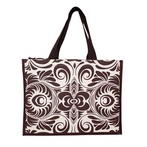 Bolsa de Compras de Lona Impermeable Laminada, Ecológica, con Impresión Personalizada, Forma Cuadrada, con Asa de Color - Product Image 1