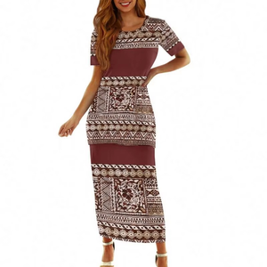Vestido Puletasi Polinesio Tribal de Manga Corta, Vestido Maxi Samoano Puletasi para Mujer, 2 Piezas, Hibisco, Tallas Grandes, Nuevo Diseño - Product Image 3