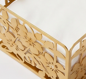 Porta Servilletas de Metal Dorado de Lujo con Elegante Diseño Floral, Perfecto para Guardar Servilletas en una Mesa con Estilo, para Uso en la Cocina y en la Comedor - Product Image 2