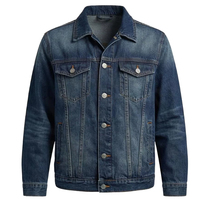 Veste en jean classique pour homme, couleur unie, coton lavé, col rabattu, fermeture boutonnée, veste en jean décontractée pour l'automne