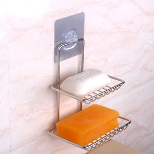 Porte-savon élégant en acier inoxydable, support de salle de bain moderne en métal avec dossier surélevé - Product Image 4