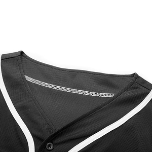 Maillot de baseball unisexe noir à manches courtes, boutonné devant, respirant, en polyester, coupe classique pour adulte, toutes saisons, couleur unie - Product Image 3
