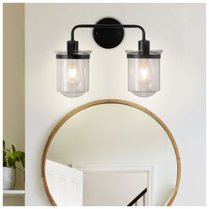 Lámpara de Interior Industrial Moderna, Juego de 2 Piezas, Portalámparas E26, Aplique de Pared con Pantalla de Vidrio Transparente, Latón, LED, Bombilla No Incluida, No se Puede Enviar - Product Image 3