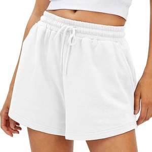 Shorts de Cintura Alta con Cordón Ajustable, 100% Algodón, Ecológicos, Diseño Sólido Vintage para Mujer, Servicio OEM con Logotipo Personalizado, Venta al Por Mayor 2026 - Product Image 1