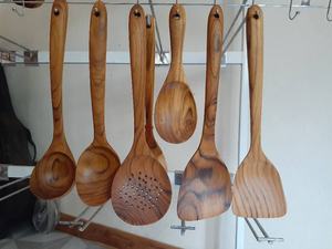 ชุดอุปกรณ์ครัวไม้ทำจากไม้สัก ทำด้วยมือ ใช้กับน้ำมันมะพร้าว ไม่เคลือบผิว ปลอดภัย ไร้สารพิษ - Product Image 4