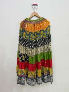 Handmade <b>Silk</b> Patchwork <b>Skirt</b>, Bohemian Long <b>Skirt</b>, Boho Indian <b>Skirt</b>, Festival <b>Skirts</b>, Elastic Waist Flowy <b>Skirt</b>, Women <b>Skirt</b> - Product Image 3