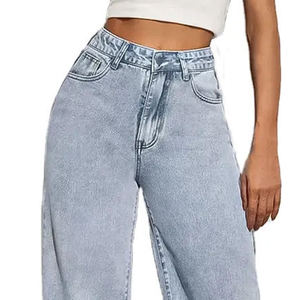Jean large et droit 2026, nouveau pantalon en denim, vêtement de mode, jean décontracté, coupe ample, délavé clair, jean évasé - Product Image 6