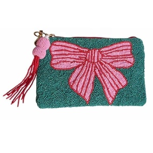 Porte-monnaie de luxe multicolore avec nœud perlé, fermeture éclair, broderie à la main, mini pochette polyvalente pour clés, argent, cartes et maquillage - Product Image 5