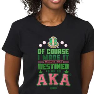 T-shirt noir AKA Destined To Be An AKA Crossing pour femme, en coton, à manches courtes, avec image graphique, décontracté, à la mode, pour la fraternité - Product Image 2