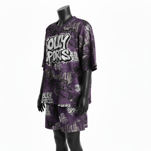 Ensemble de shorts en jersey mesh premium pour femmes, respirant, polyester, violet, noir, impression par sublimation, logo personnalisé, ensembles pour femmes, 100% coton - Product Image 4