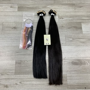 100% cheveux humains personnalisés cheveux vierges brun foncé droites extrémités épaisses bande ins Extensions de cheveux - Product Image 2