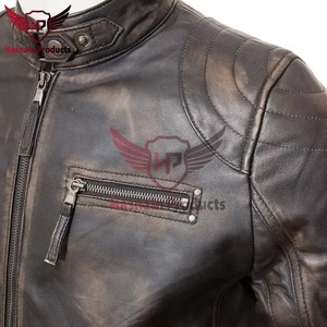 Chaqueta de Cuero Marrón Auténtico para Hombre, Corte Ajustado, Estilo Motero, Cafe Racer, de Piel Vacuna, con Hombreras Acolchadas, Personalizada, Clásica, Vintage - Product Image 4