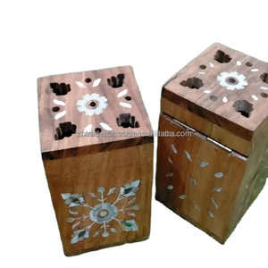 Incrustaciones de fregona hechas a mano exclusivas y quemador de incienso árabe de madera natural Mubkhar de lujo para regalos de Ramadán Kareem Eid Mubarak - Product Image 1