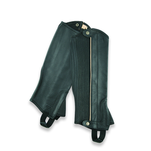 Leather Equestrian <b>Half</b> <b>Chaps</b> 3 Layer Structure Heavy Duty Zippers Closer Camo Neoprene <b>Half</b> <b>Chaps</b> Custom Design Brown Leather - Product Image 1