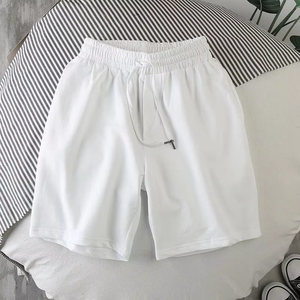 Shorts Bermuda Homme Rouge avec Cordon de Serrage, Taille Élastique, Décontracté, Sportif, Respirant, en Polyester Tricoté, Couleur Unie - Product Image 6