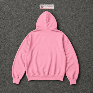 Sudadera con capucha rosa personalizada extragrande con cremallera completa para hombre, estilo urbano, con estampado gráfico blanco, hombros caídos, ropa casual - Product Image 6