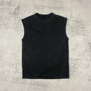 Custom Oversized Plain Blank logo Black Cotton Label Breathable Sleeveless Crew Neck Acid Wash <b>T</b>-<b>shirt</b> - Product Image 1