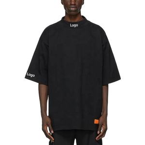 Venta al por mayor de sudadera de algodón de verano para hombre de talla grande logotipo personalizado impreso camiseta lisa con cuello simulado de gran tamaño 3D patrón de diseño - Product Image 1