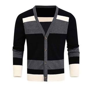 Cardigan décontracté pour homme à manches longues en acrylique, couleur personnalisable, col en V uni, respirant, séchage rapide, anti-rétrécissement - Product Image 1