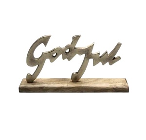 Table décorative faite à la main DIEU JUL avec base en aluminium/bois Laiton EPL fini pour la décoration de Noël de luxe Base en aluminium/bois - Product Image 1