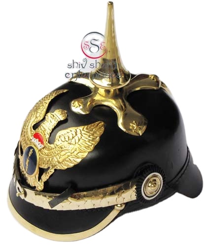 Немецкий кожаный шлем Pickelhaube, шлем, прусский полк времен Второй мировой войны, реквизит Pickehauben ручной работы, латунный значок