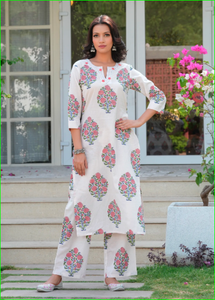 Ensemble Kurta Salwar blanc Gulnaar, brodé à la main, coupe droite, idéal pour les fêtes - Product Image 5
